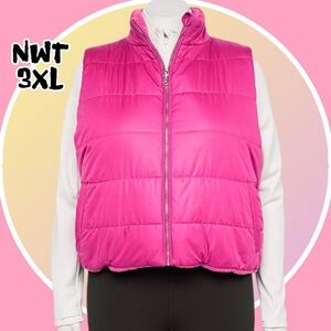 NWT Reversible Quilted Puffer / Sherpa Fleece Vest 2 Side Pockets On Both Sides